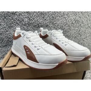 Mens Artopeak Breathable Knit Shoes Casual Walking Sneakers White Brown Size 10